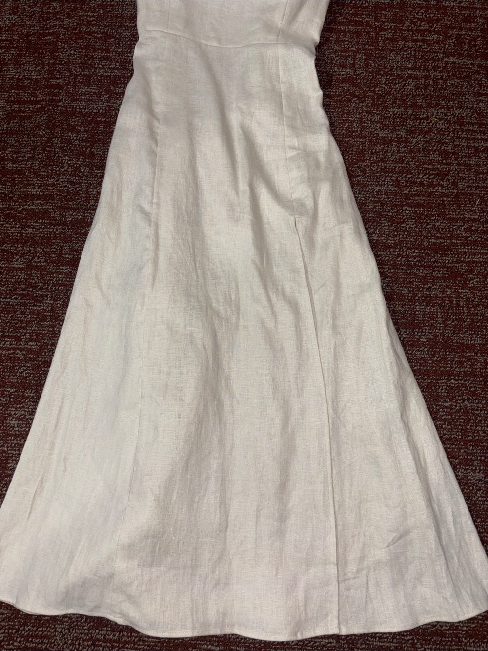 Reformation Jada linen midi dress cream tie waist high slit corset top open back - Picture 6 of 16